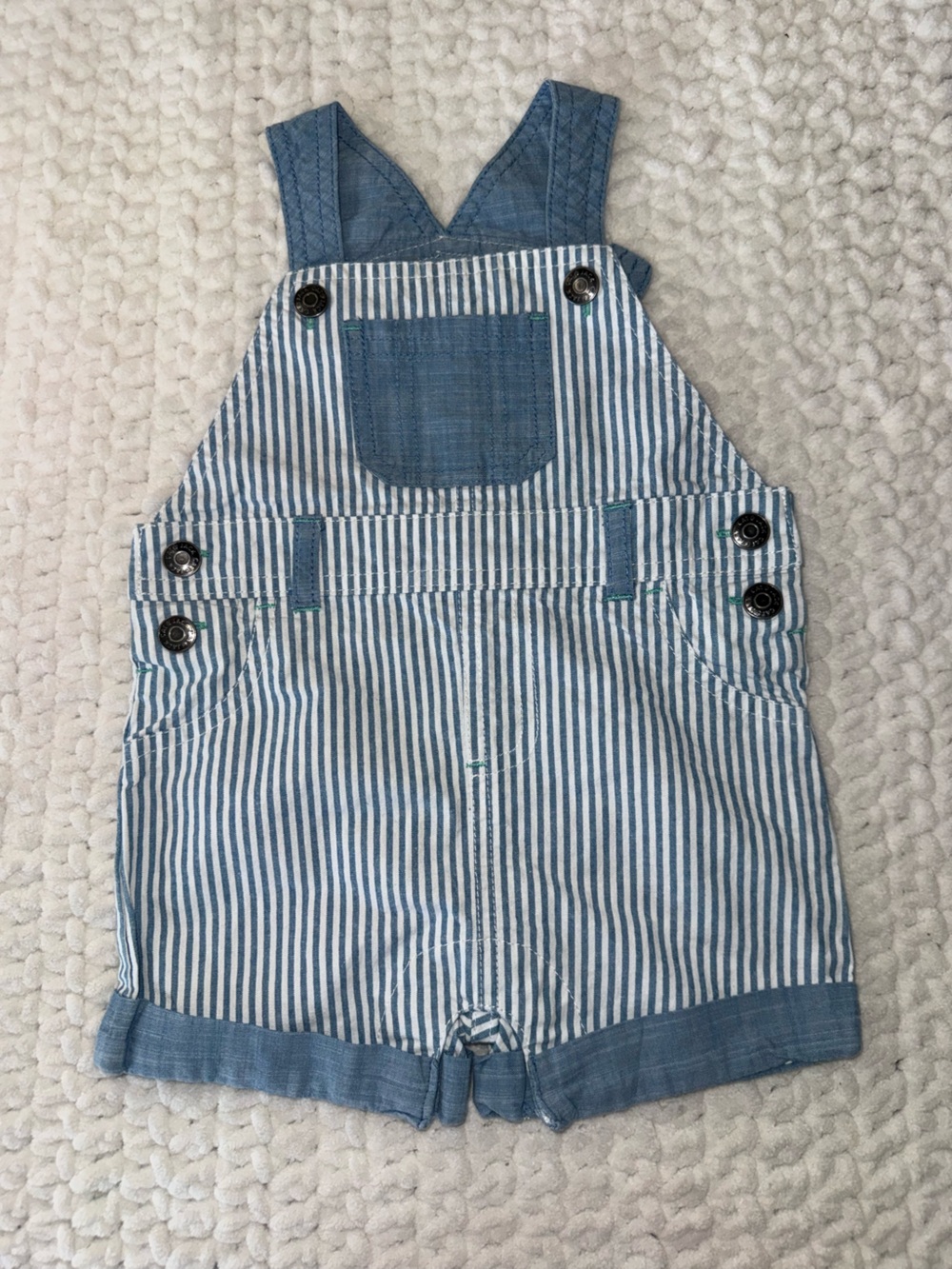 Cat & Jack Blue and White Striped Short Overalls